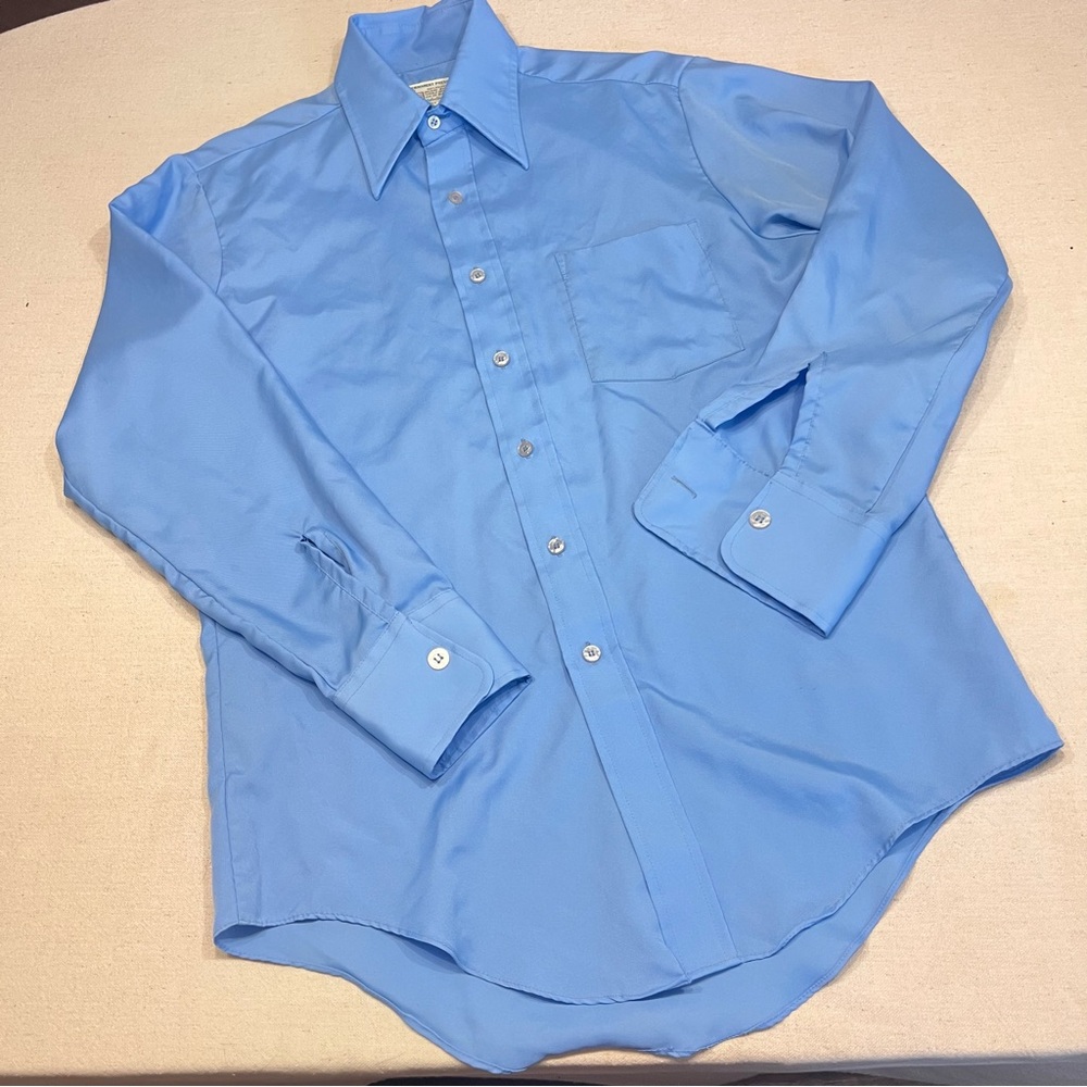 Vintage Kmart Blue Long Sleeve Sanforized Button Down Size 15-33 - 1960s